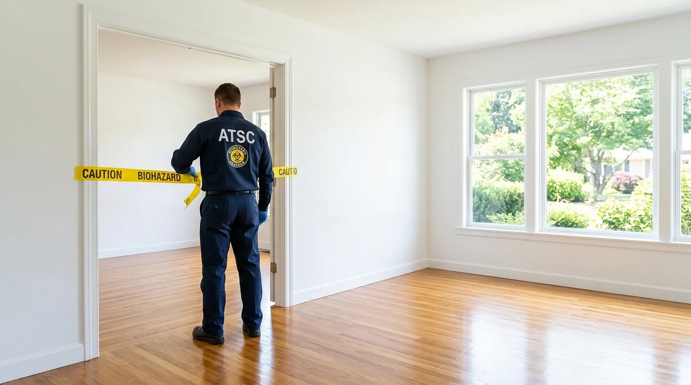 Certified biohazard cleanup crew performing Decomposition Cleanup in Carteret
